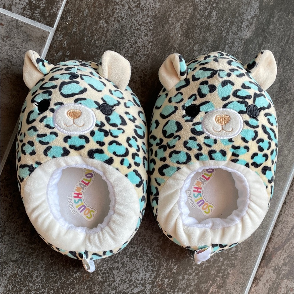 Squishmallows Leopard Print Plush Slippers